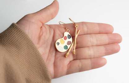 Art Palette Charm with Brush Earrings