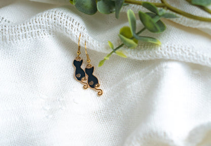 Black Cat Drop Earrings