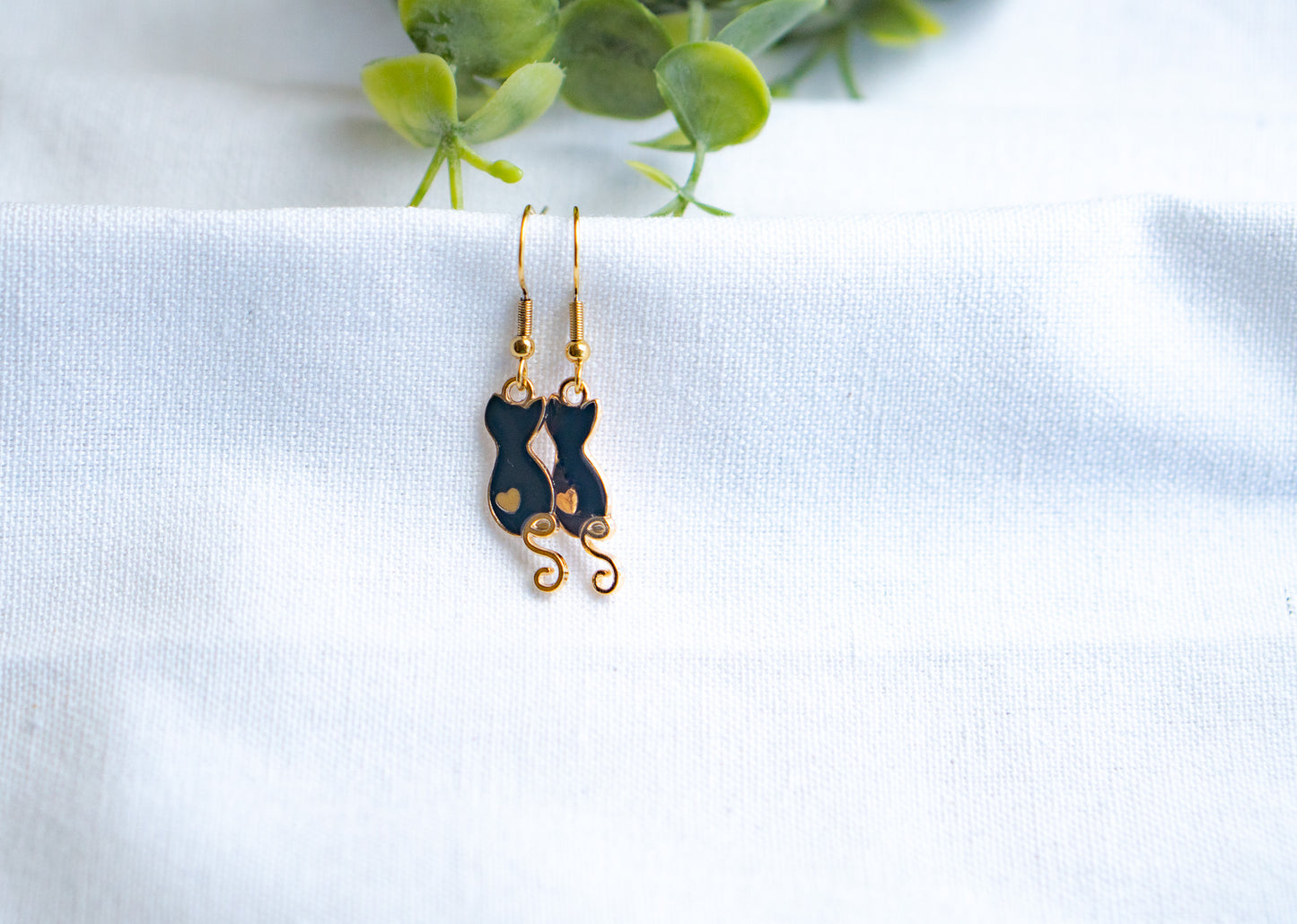 Black Cat Drop Earrings