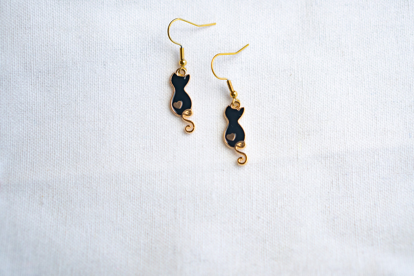 Black Cat Drop Earrings