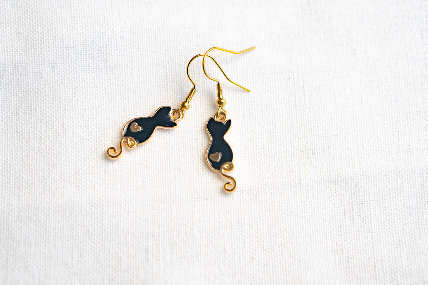 Black Cat Drop Earrings