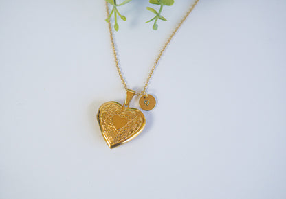 Gold Heart Locket Pendent Necklace