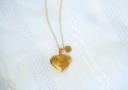 Gold Heart Locket Pendent Necklace