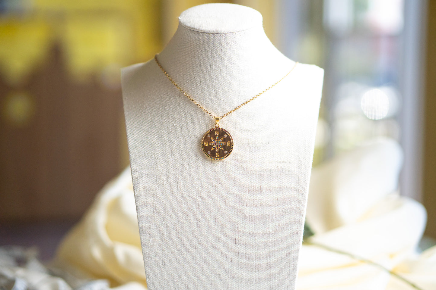 Golden Compass Pendant Necklace