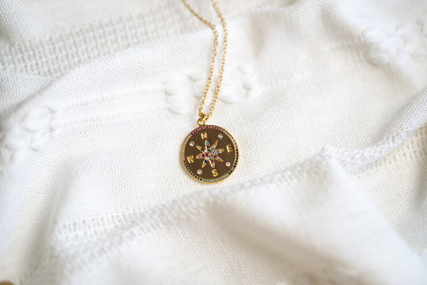 Golden Compass Pendant Necklace