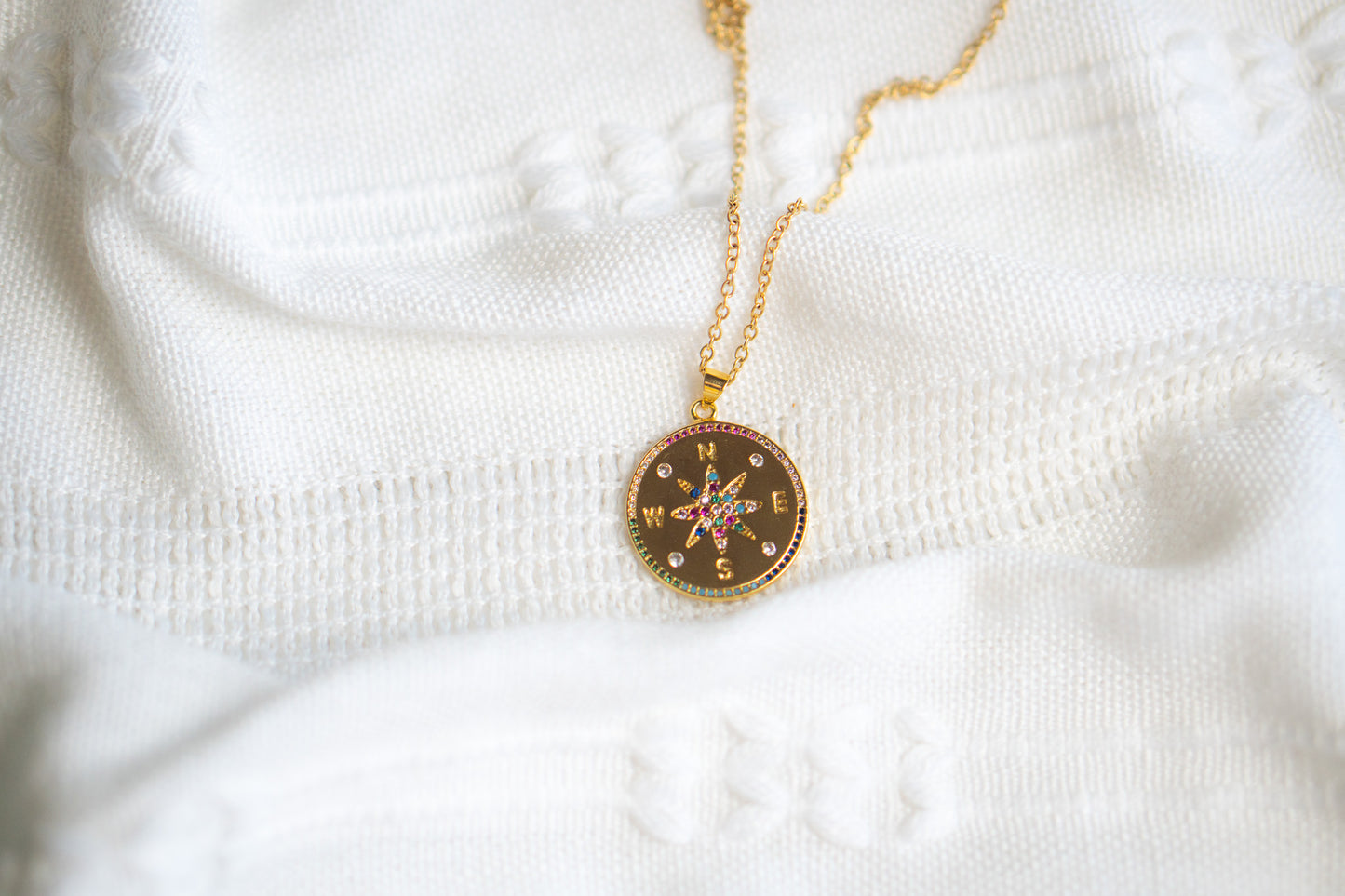 Golden Compass Pendant Necklace