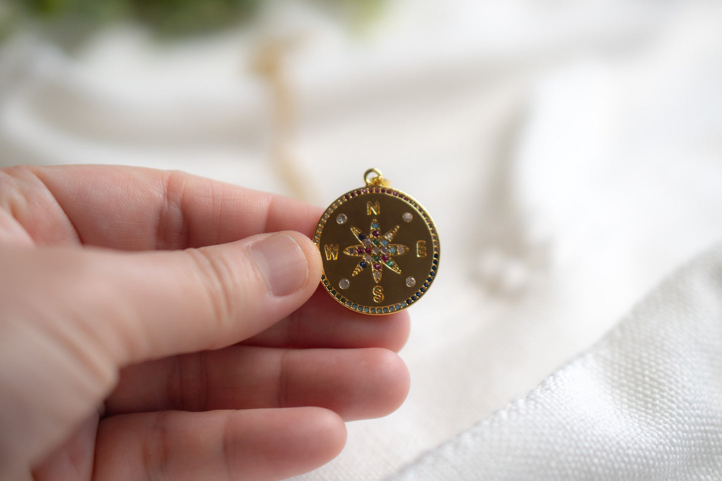 Golden Compass Pendant Necklace