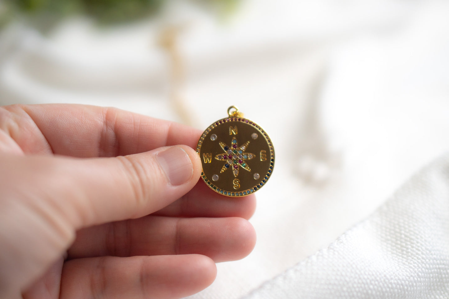 Golden Compass Pendant Necklace