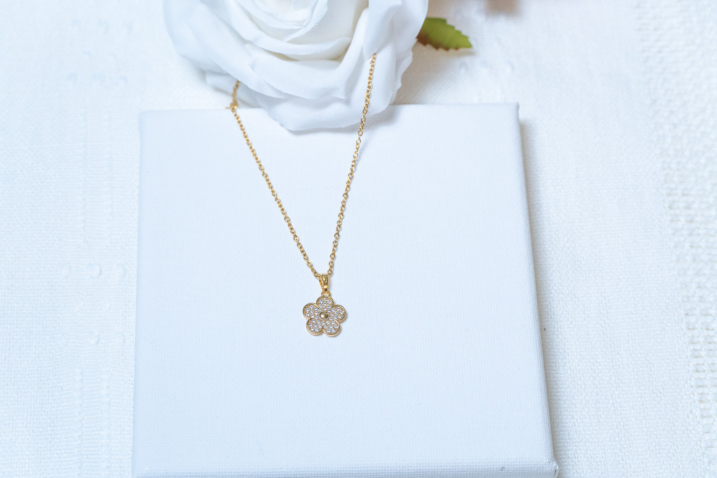 Flower Cubic Zirconia Necklace