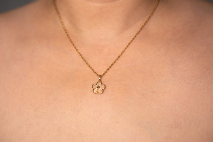 Flower Cubic Zirconia Necklace