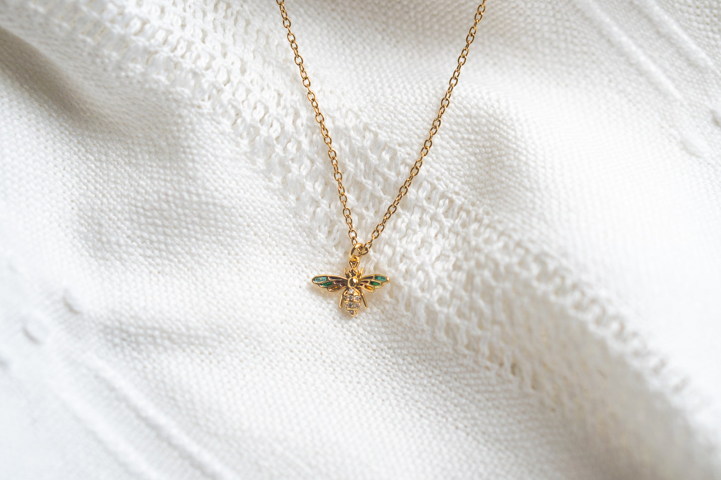 Small Colorful Gold Bee Necklace