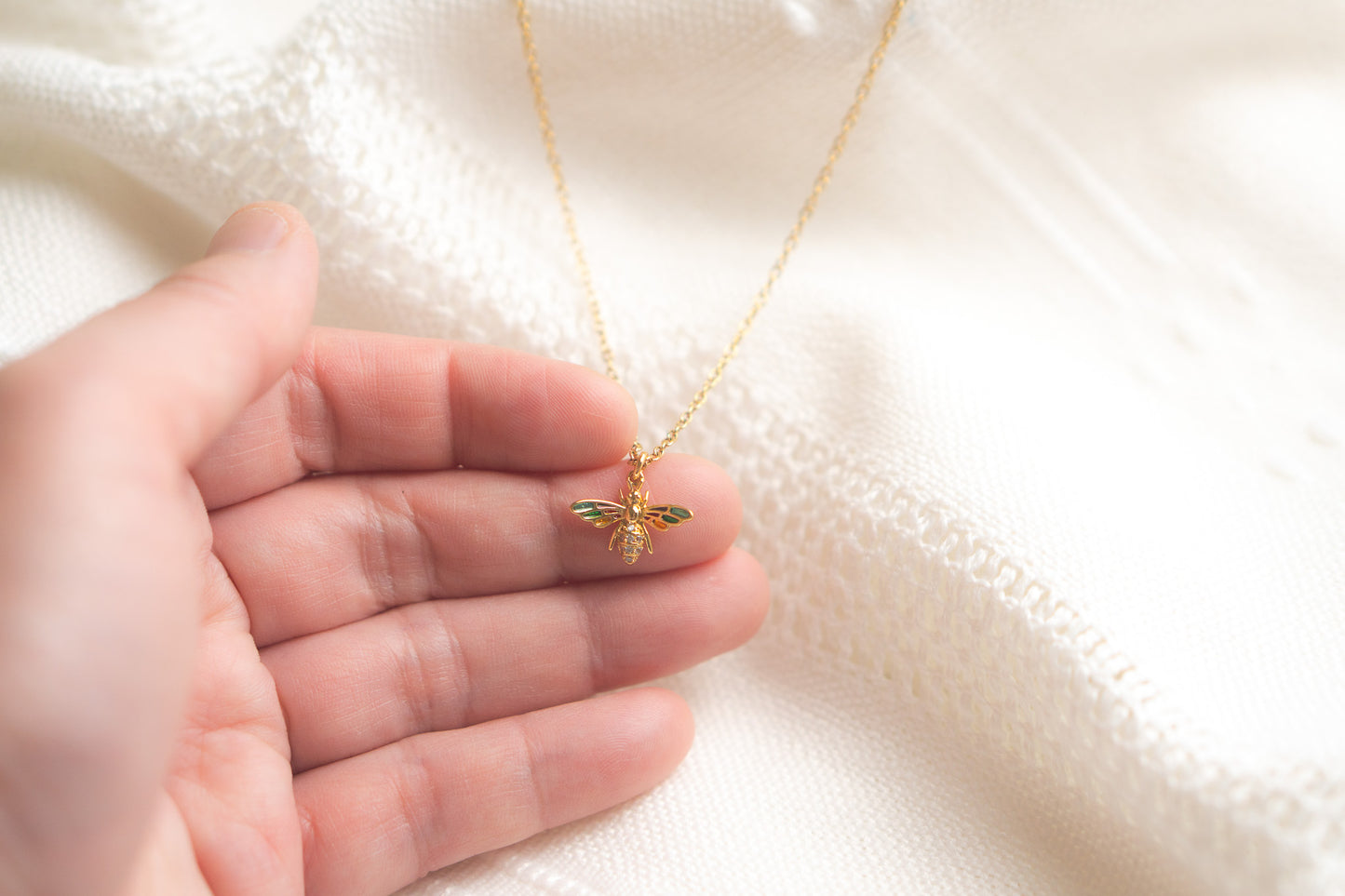 Small Colorful Gold Bee Necklace