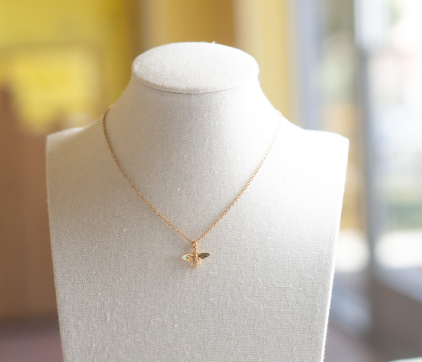 Small Colorful Gold Bee Necklace