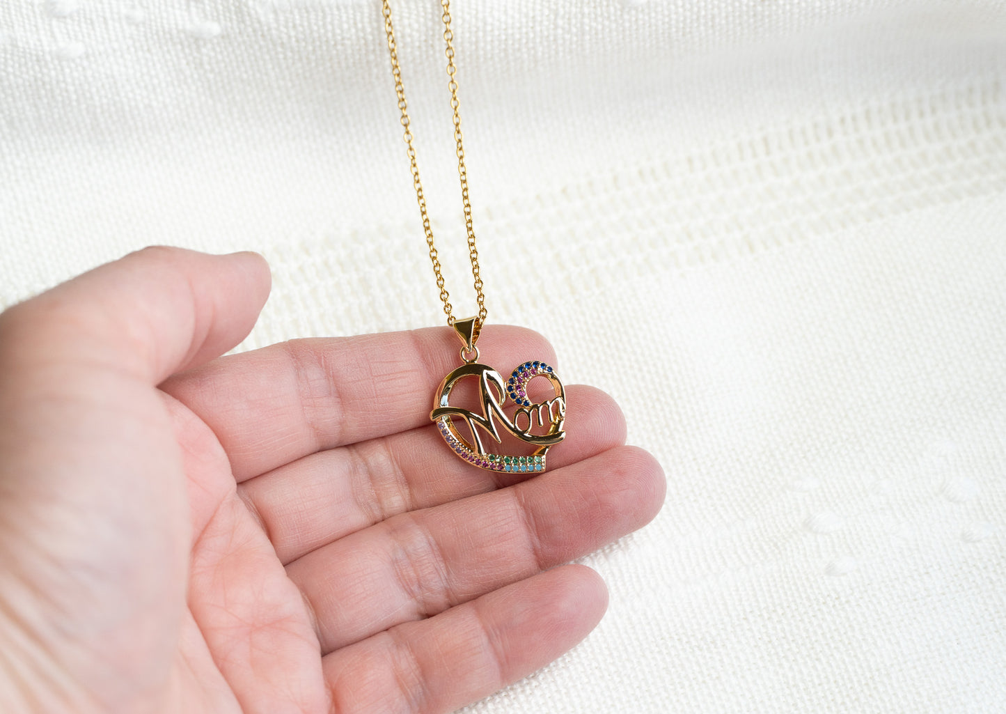 Mom Colorful Heart Necklace