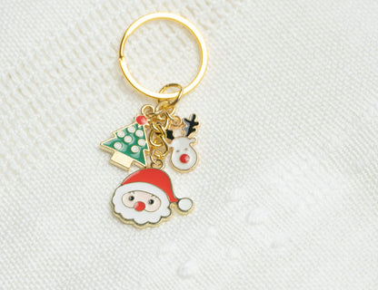 Christmas Charm Keychain • Santa, Tree, Reindeer, Personalized Initial Keychain