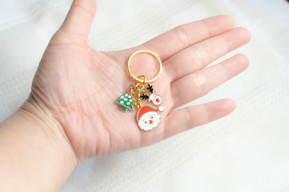 Christmas Charm Keychain • Santa, Tree, Reindeer, Personalized Initial Keychain
