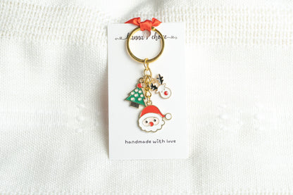 Christmas Charm Keychain • Santa, Tree, Reindeer, Personalized Initial Keychain