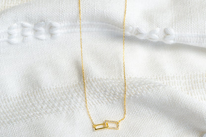 Cubic Zirconia Geometric Crossed Square Necklace