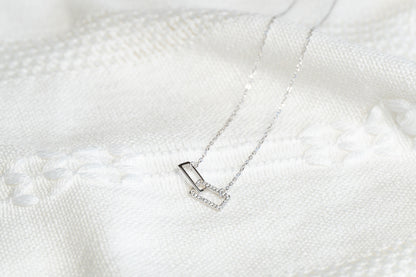 Cubic Zirconia Geometric Crossed Square Necklace