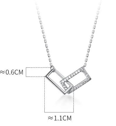 Cubic Zirconia Geometric Crossed Square Necklace