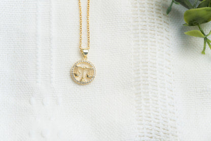 Libra pendant, scales of Justice Pendant necklace