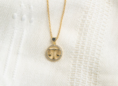 Libra pendant, scales of Justice Pendant necklace