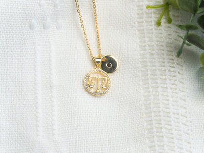 Libra pendant, scales of Justice Pendant necklace