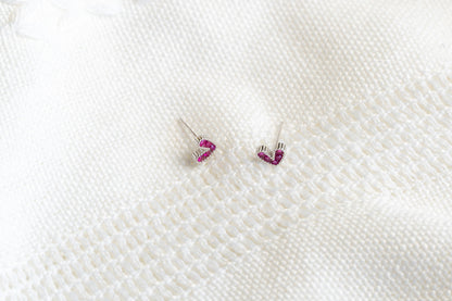 Tiny Cubic Zircon Pink Heart Stud