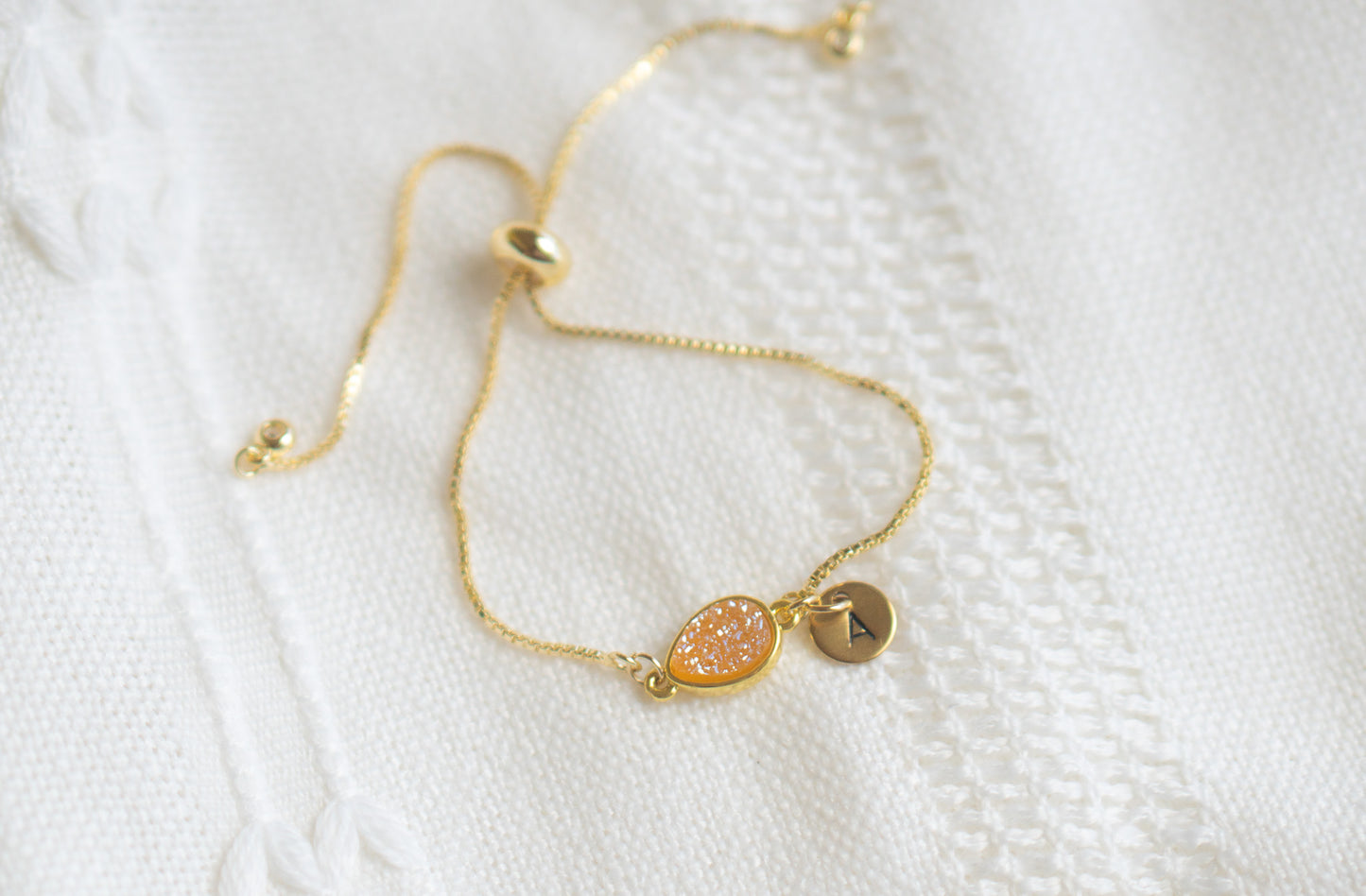 Simple Yellow - Orange Druzy Bracelet