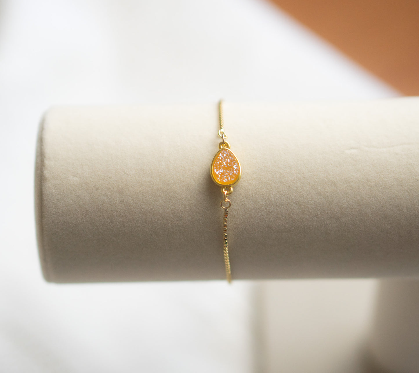 Simple Yellow - Orange Druzy Bracelet