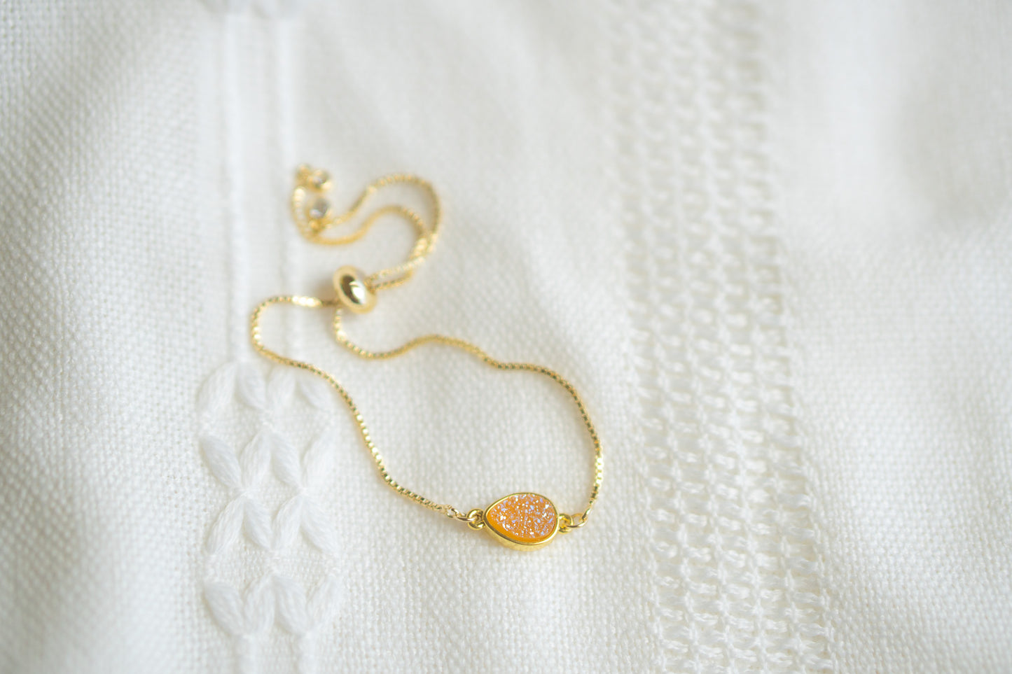 Simple Yellow - Orange Druzy Bracelet