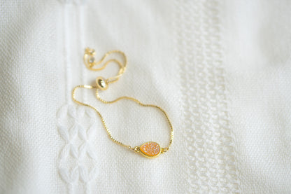 Simple Yellow - Orange Druzy Bracelet