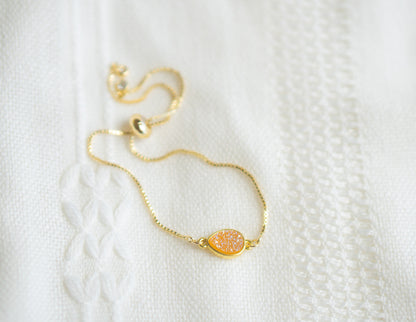 Simple Yellow - Orange Druzy Bracelet