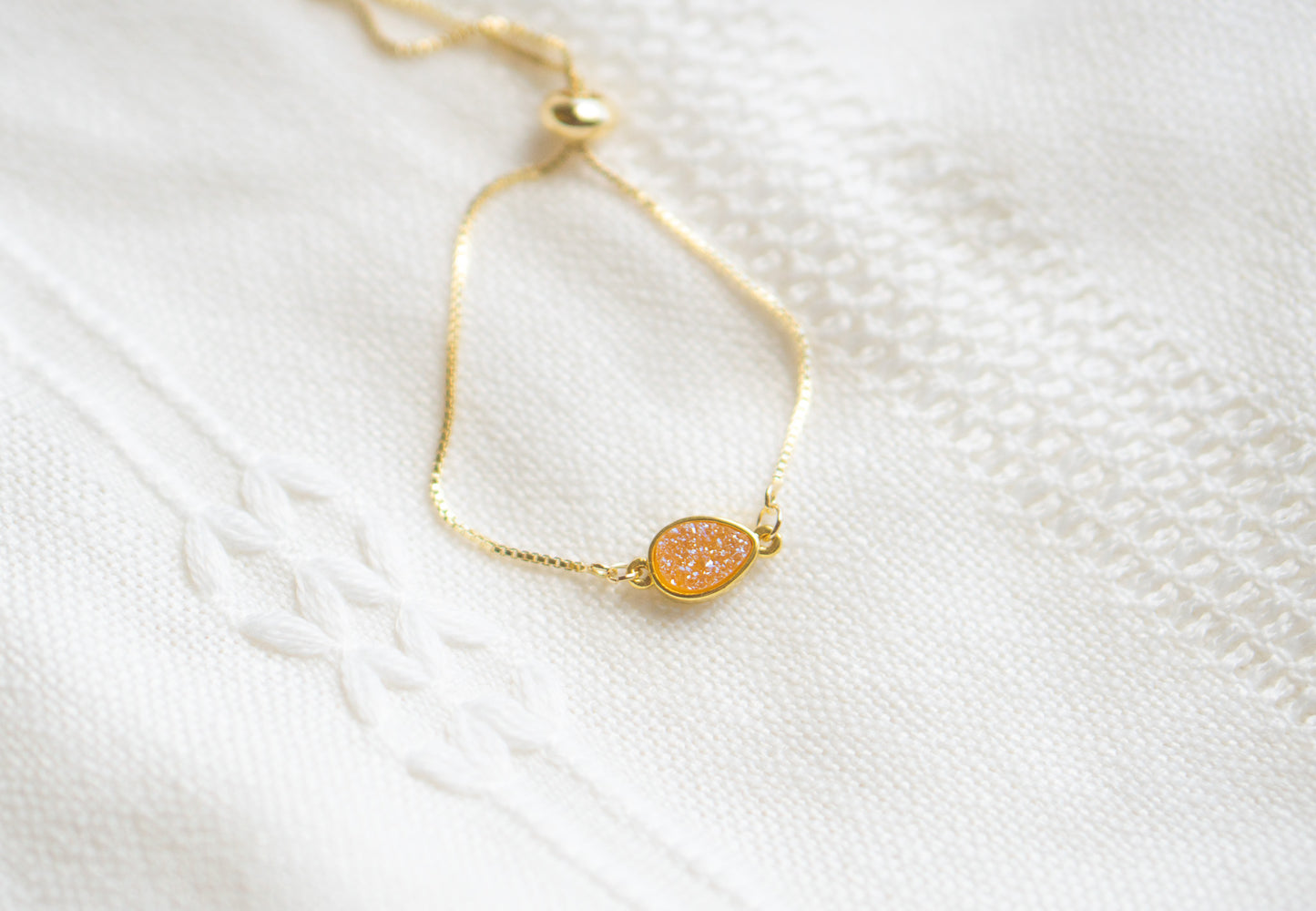 Simple Yellow - Orange Druzy Bracelet