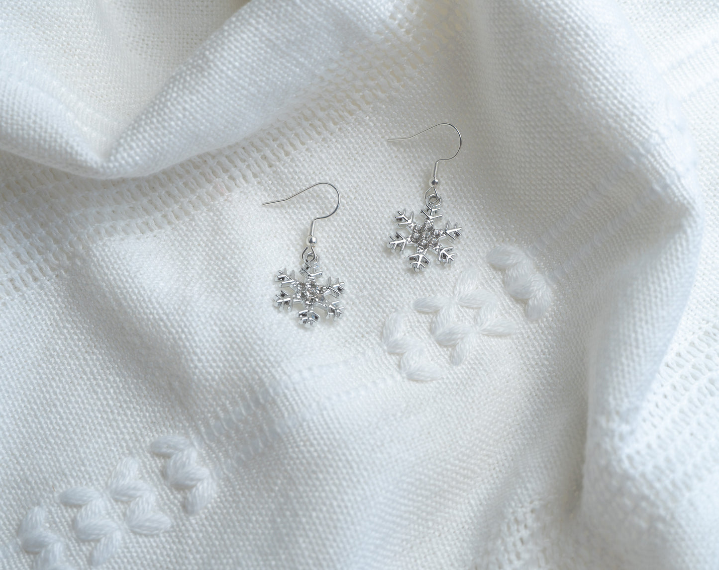 Silver Snowflake Drop Earrings