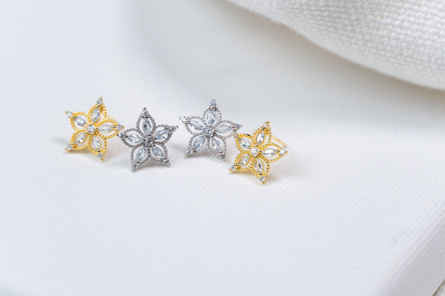 Snowflake Stud in Sterling Silver or Gold