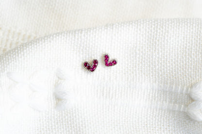 Tiny Cubic Zircon Pink Heart Stud