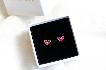 Tiny Cubic Zircon Pink Heart Stud