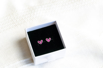 Tiny Cubic Zircon Pink Heart Stud