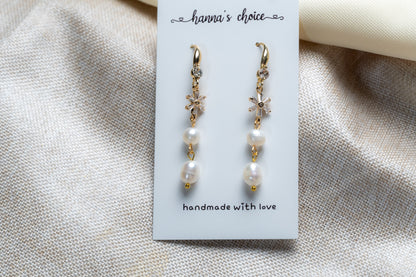 Flower zirconia Pearl Drop earrings