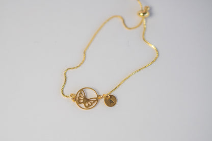 Gold Butterfly in a circle Bracelet