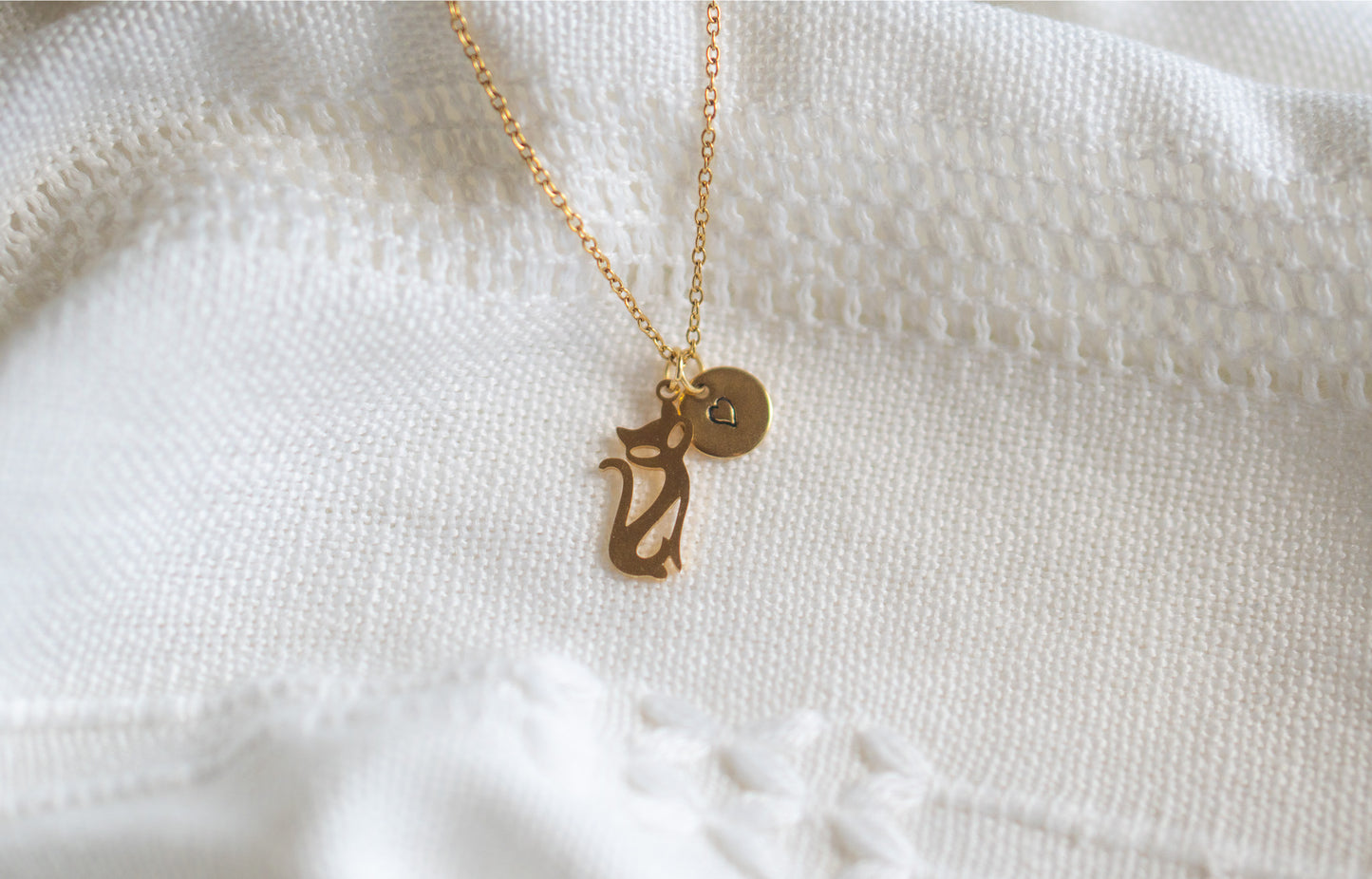 Gold Cat Kitten Silhouette Necklace,