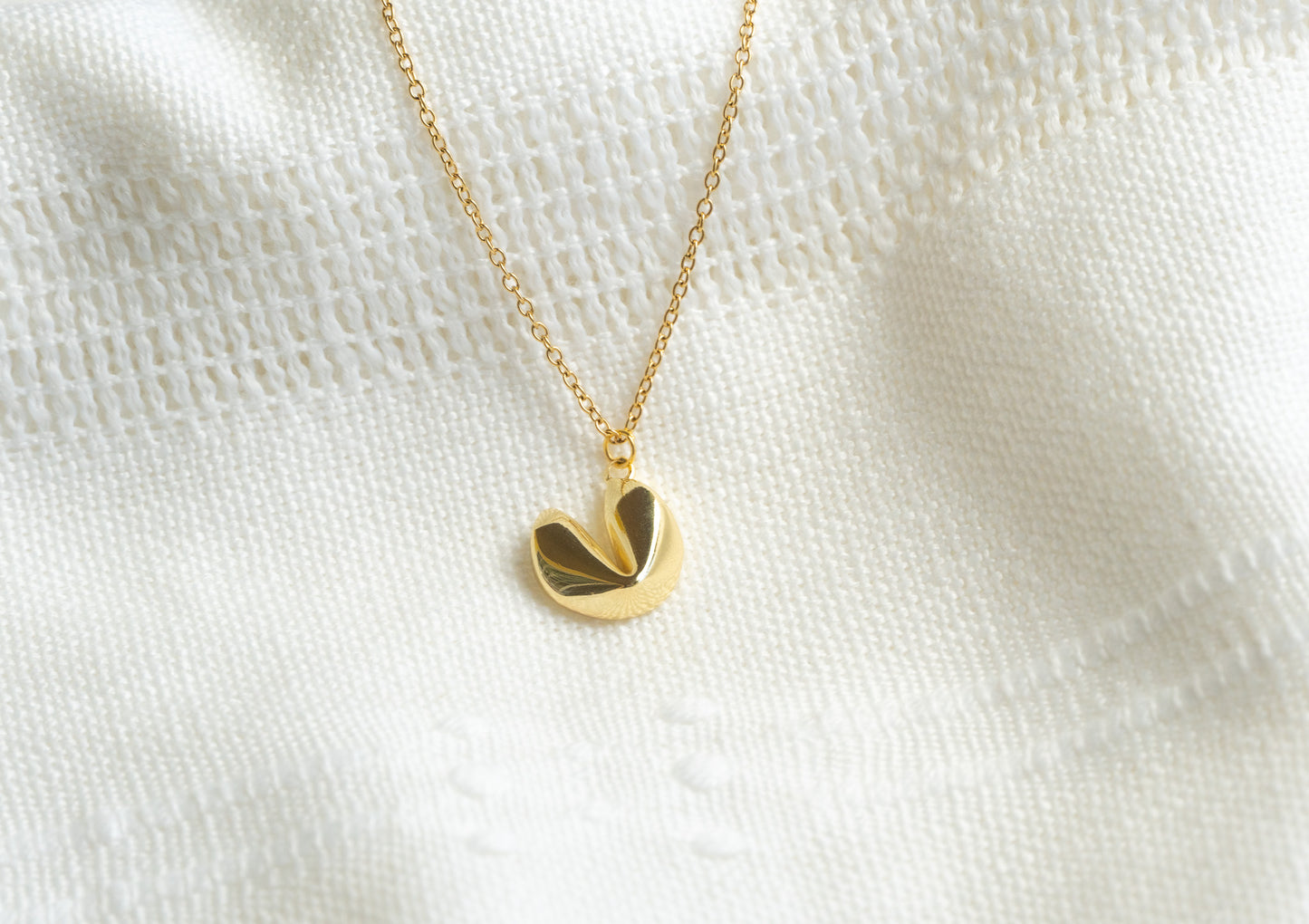 Gold Fortune Cookie Necklace