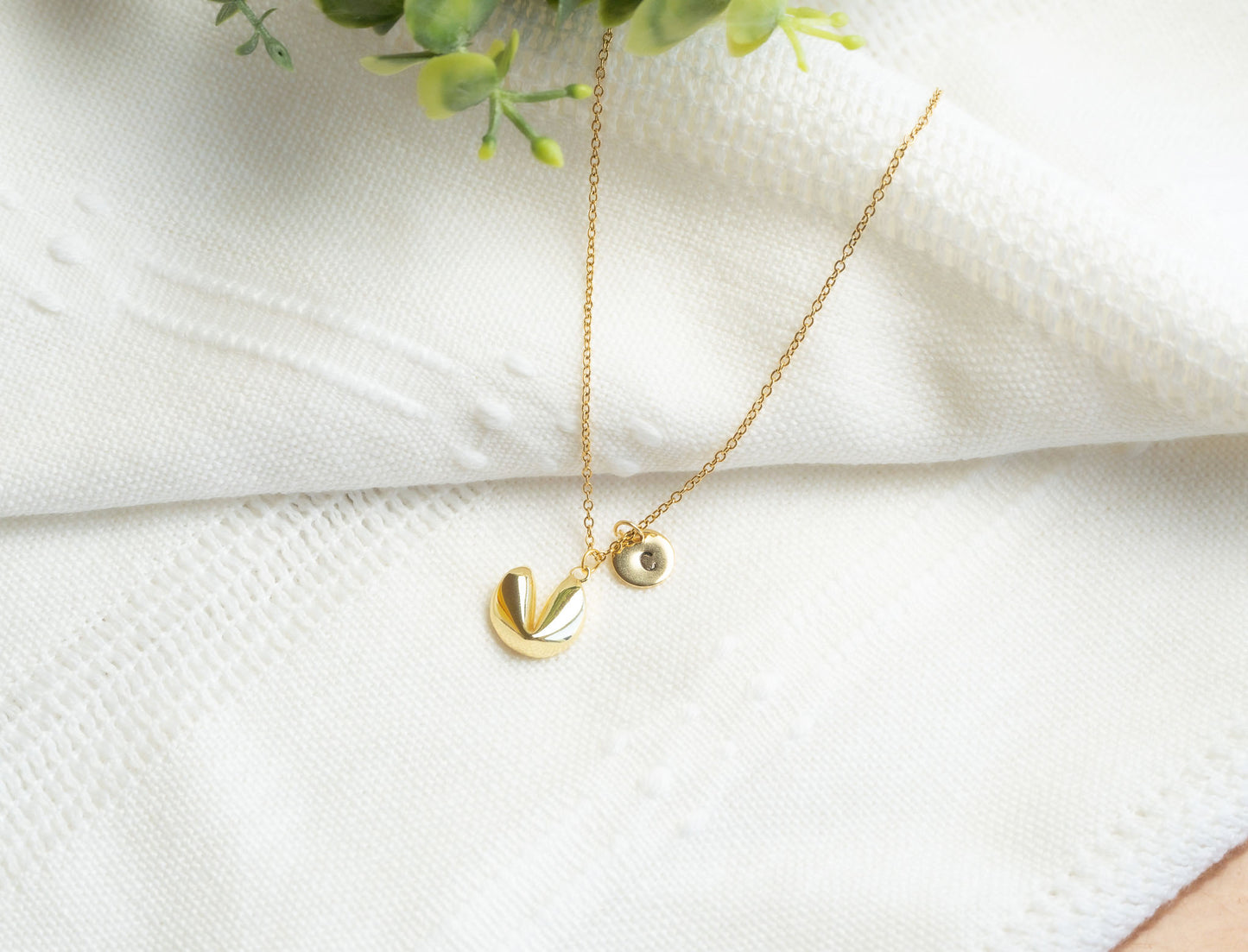 Gold Fortune Cookie Necklace