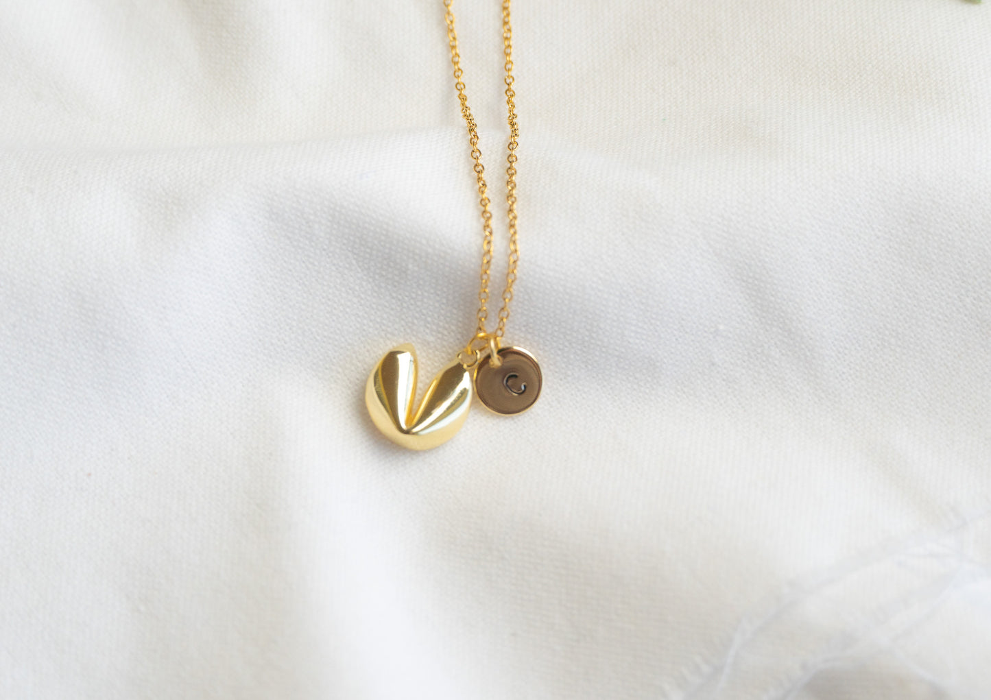 Gold Fortune Cookie Necklace