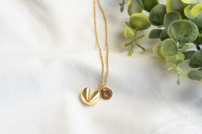 Gold Fortune Cookie Necklace