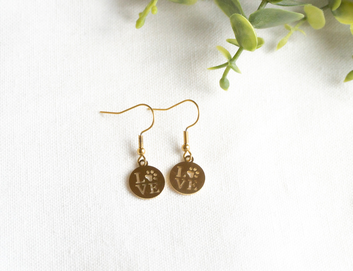 Dog Paw Love Earrings