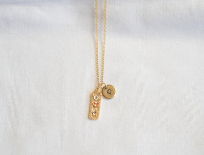 Small Gold Hamsa Hand Heart in Rectangle Necklace