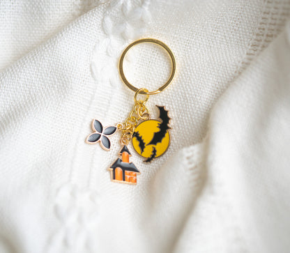 Halloween Bat & Haunted House Keychain