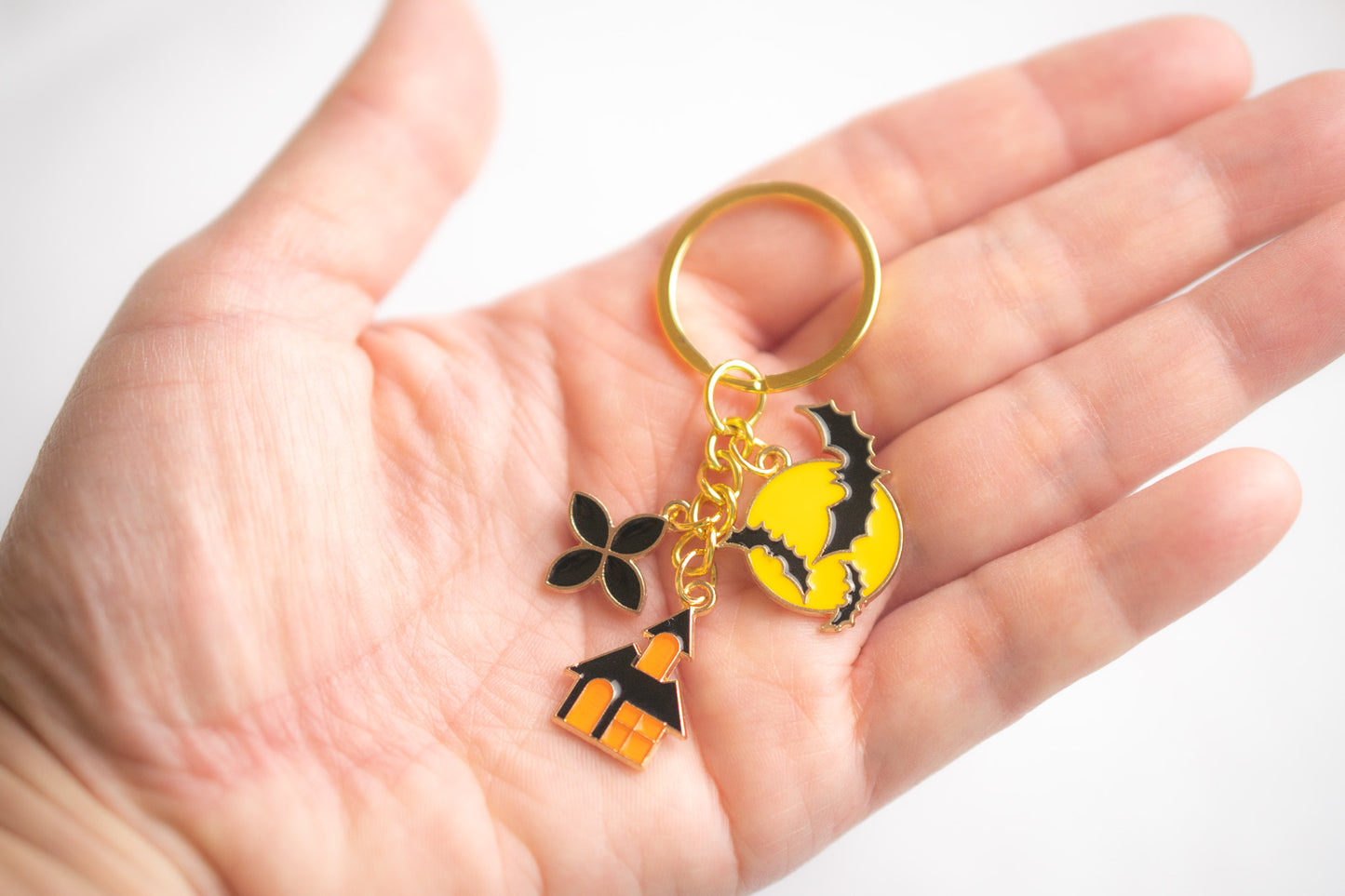 Halloween Bat & Haunted House Keychain